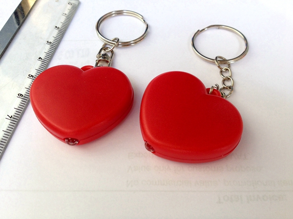 Heart Sharp LED Plastic Key Chain with Metal Ring
