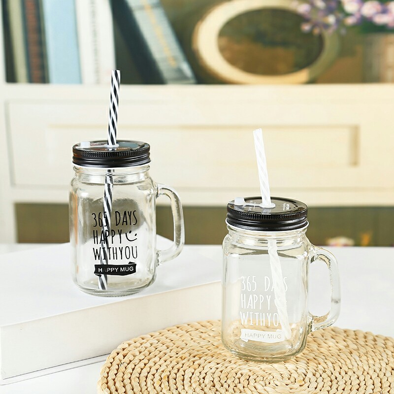 Buy Wholesale China 16 Oz Mason Jars With Handles Lids And Straws