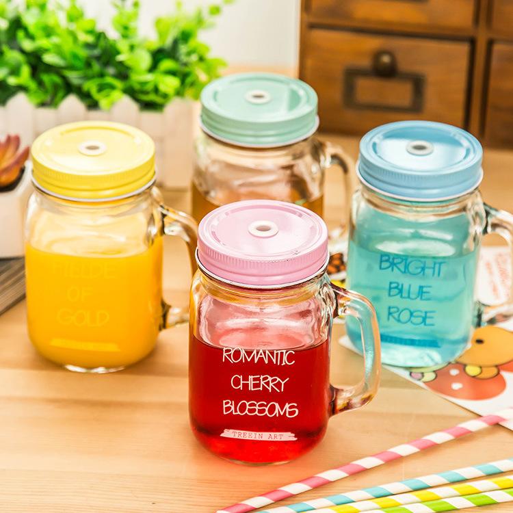 Buy Wholesale China 16 Oz Mason Jars With Handles Lids And Straws