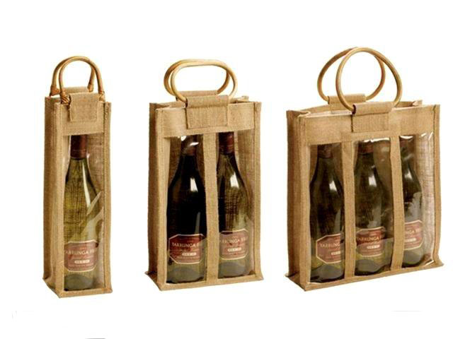 ECO Friendly Promotion Jute Wine Handle Bags