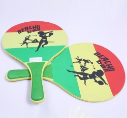Promotional Sport Wooden Beach Paddle Colorized Beach Racket Set With Ball