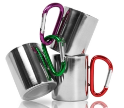 220ml double wall stainless steel Coffee Cup with Carabiner Handle