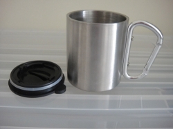 220ml double wall stainless steel Coffee Cup with Carabiner Handle