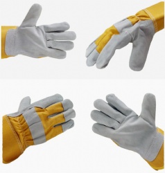 Yellow Cowhide Leather Work Gloves Welding Gloves for Driving and Construction